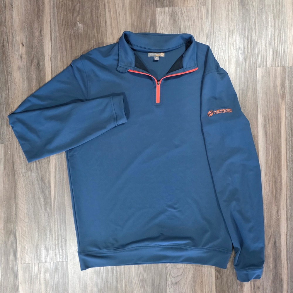 Peter Millar Mens Blue Quarter Zip Pullover Performance Wicking Golf Shirt Med